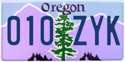 OR license plate 010ZYK