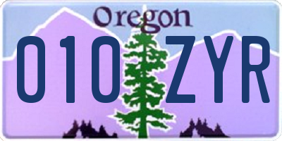 OR license plate 010ZYR