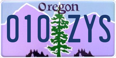 OR license plate 010ZYS