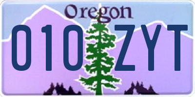 OR license plate 010ZYT