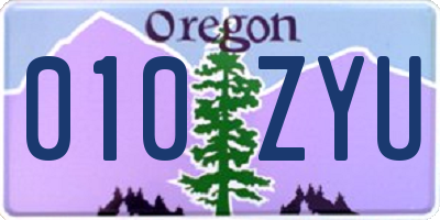 OR license plate 010ZYU