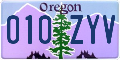 OR license plate 010ZYV