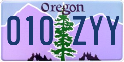 OR license plate 010ZYY