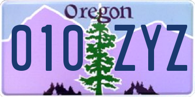 OR license plate 010ZYZ
