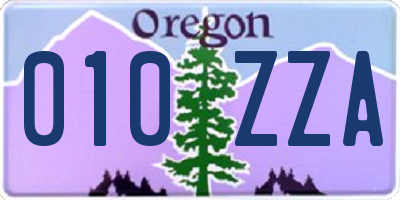 OR license plate 010ZZA