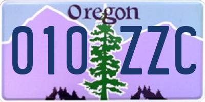 OR license plate 010ZZC