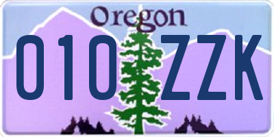 OR license plate 010ZZK