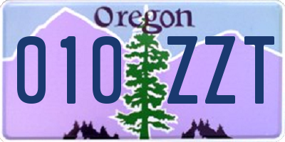 OR license plate 010ZZT