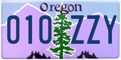 OR license plate 010ZZY