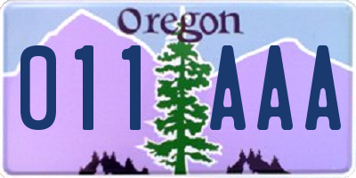 OR license plate 011AAA