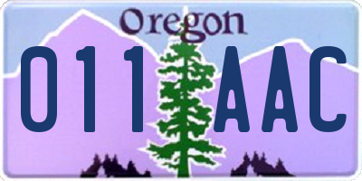 OR license plate 011AAC