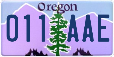 OR license plate 011AAE