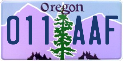 OR license plate 011AAF