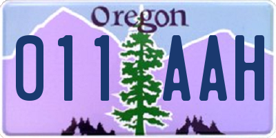 OR license plate 011AAH