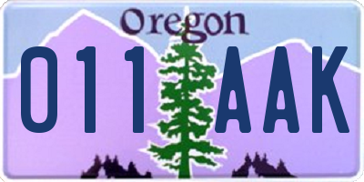 OR license plate 011AAK