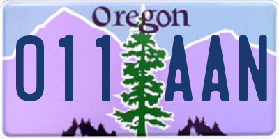 OR license plate 011AAN
