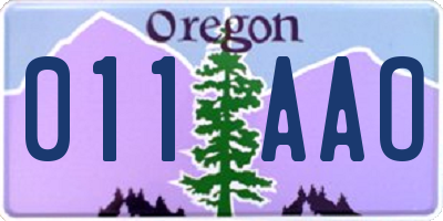 OR license plate 011AAO