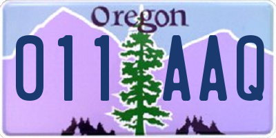 OR license plate 011AAQ