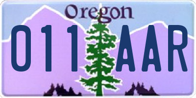OR license plate 011AAR