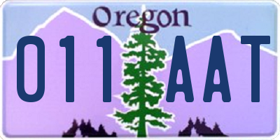 OR license plate 011AAT