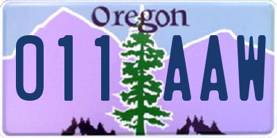 OR license plate 011AAW