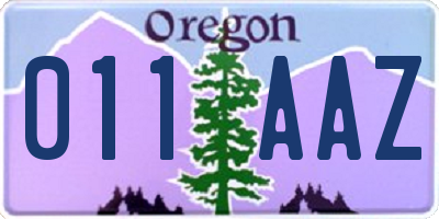 OR license plate 011AAZ