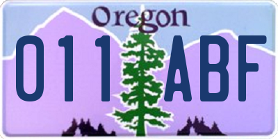 OR license plate 011ABF