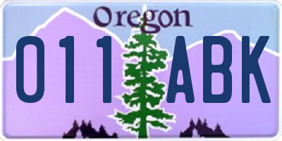 OR license plate 011ABK