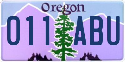 OR license plate 011ABU