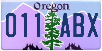 OR license plate 011ABX