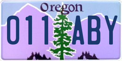 OR license plate 011ABY