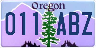 OR license plate 011ABZ
