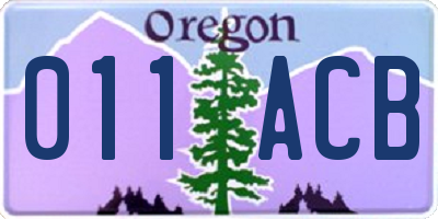 OR license plate 011ACB