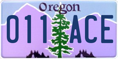 OR license plate 011ACE