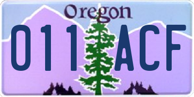 OR license plate 011ACF