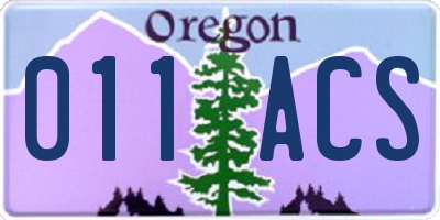 OR license plate 011ACS