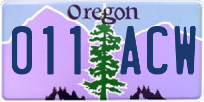 OR license plate 011ACW