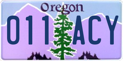 OR license plate 011ACY