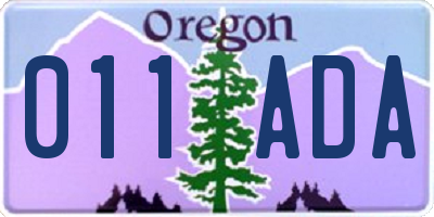 OR license plate 011ADA