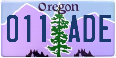 OR license plate 011ADE
