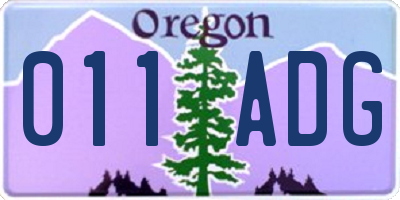 OR license plate 011ADG