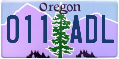 OR license plate 011ADL