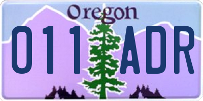 OR license plate 011ADR