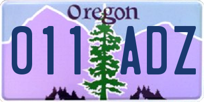 OR license plate 011ADZ
