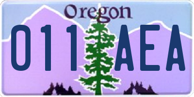 OR license plate 011AEA