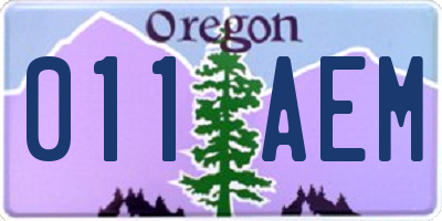 OR license plate 011AEM