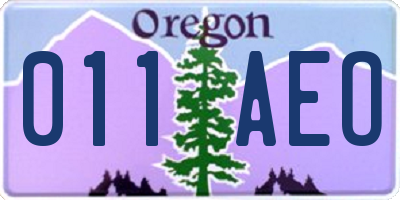 OR license plate 011AEO