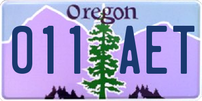 OR license plate 011AET