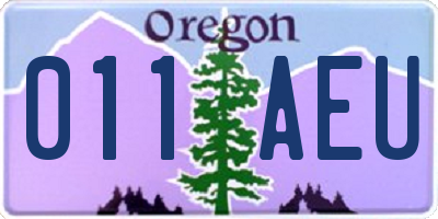 OR license plate 011AEU