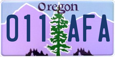 OR license plate 011AFA
